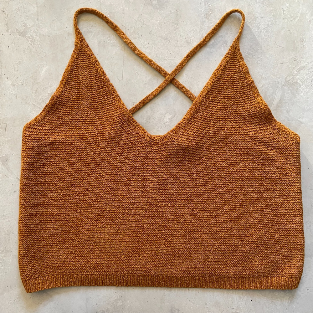 Moth Anthropologie Knit Tank Crop Top Womens XL Boho Earthy Neutral Festival